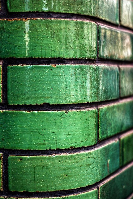 Green tile wall
