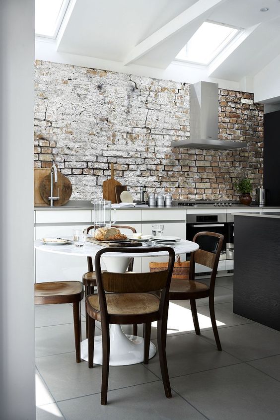 Brickwall interior kitchen dining